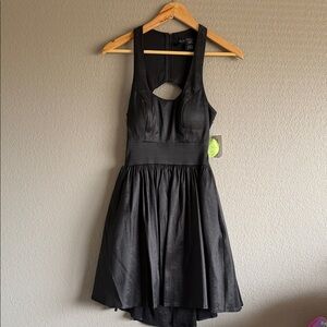 Windsor Black Mini Fit-and-Flare Dress with Front Cutout